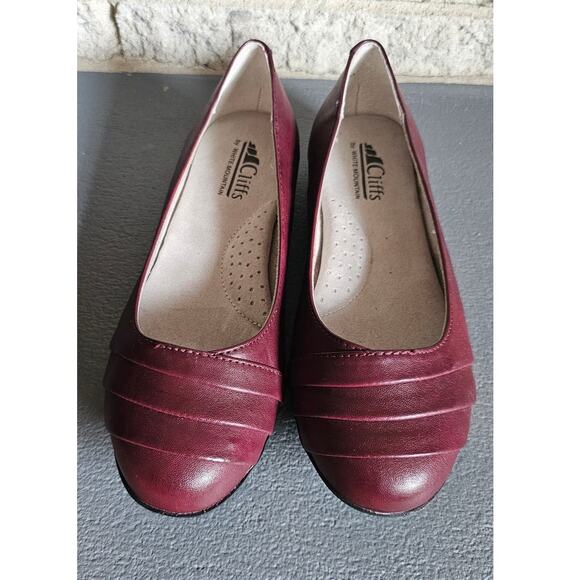 CLIFFS BY WHITE MOUNTAIN Women's Shoes Clara Ballet Flats Burgundy, Sz 7.5W. NEW - Picture 1 of 6